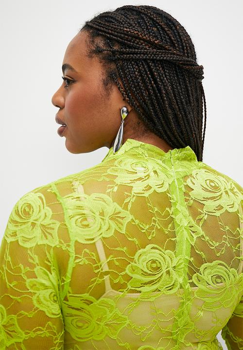 edit - Lace turtle neck - lime