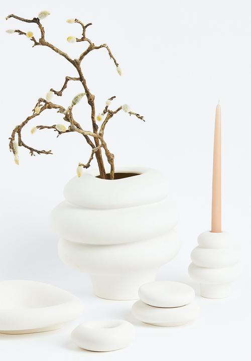 H&M - Stoneware candlestick - white