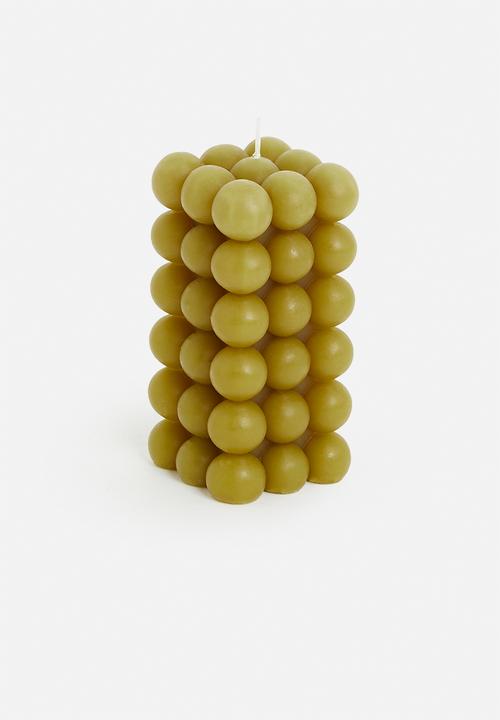 H&S - Dotty square candle - olive