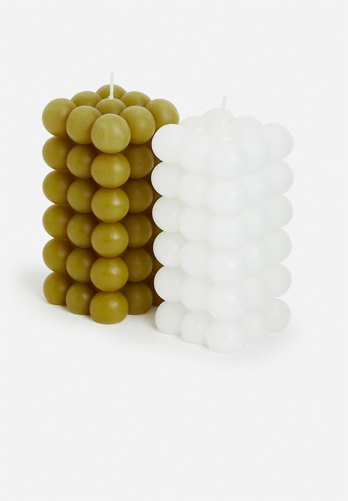 H&S - Dotty square candle - off white