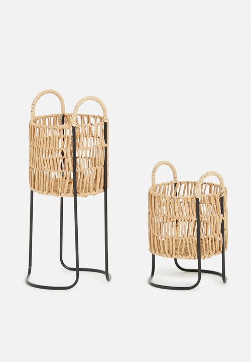 H&S - Rope planter set of 2 - natural