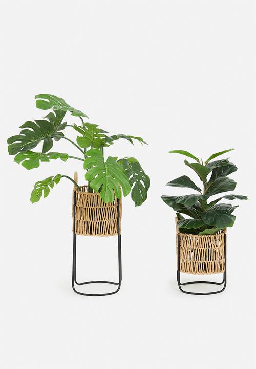 H&S - Rope planter set of 2 - natural
