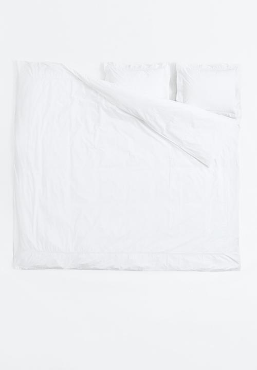 H&M - Cotton percale double/king duvet cover set - white