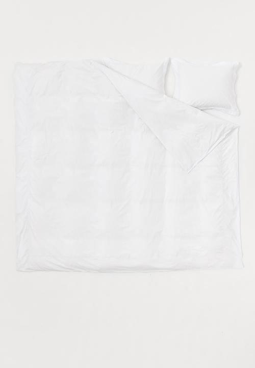 H&M - Cotton percale double/king duvet cover set - white
