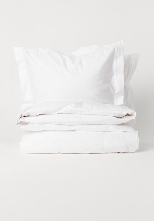 H&M - Cotton percale double/king duvet cover set - white