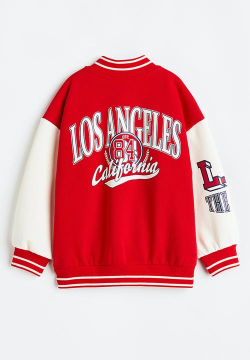 H&M - Appliquéd baseball jacket - red/los angeles