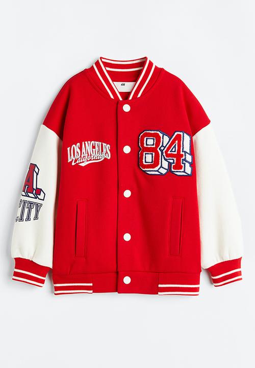 H&M - Appliquéd baseball jacket - red/los angeles