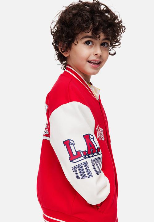 H&M - Appliquéd baseball jacket - red/los angeles