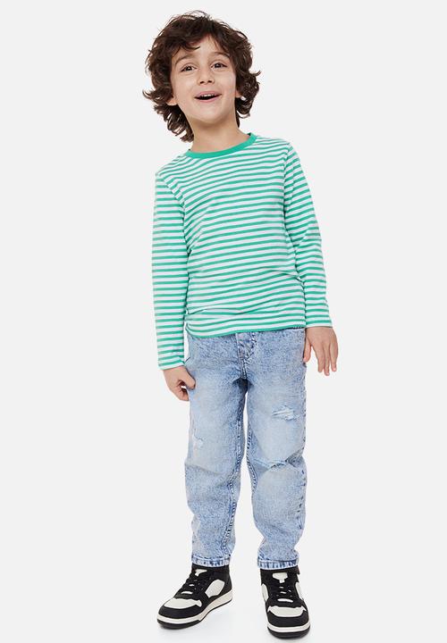 H&M - Jersey top - bright green/striped