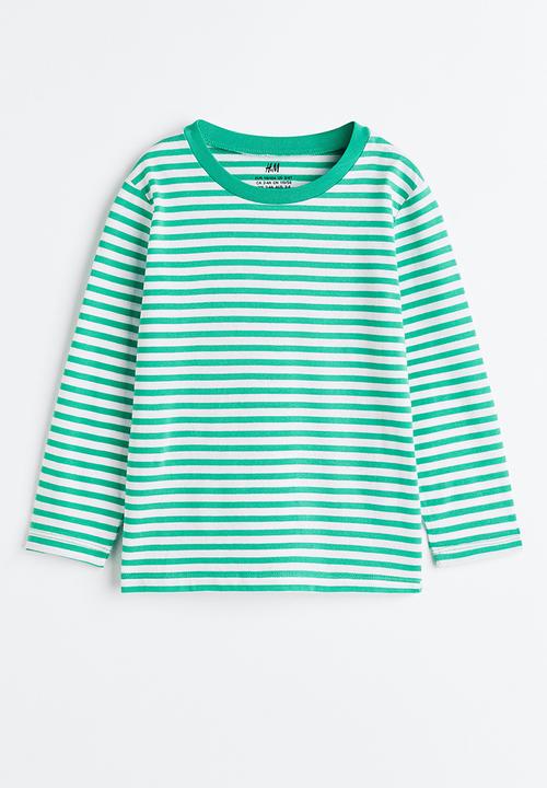 H&M - Jersey top - bright green/striped