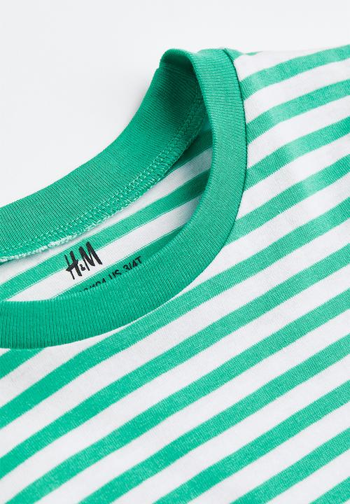 H&M - Jersey top - bright green/striped