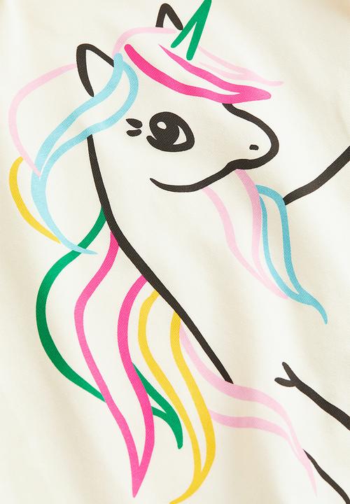 H&M - Printed jersey top - natural white/unicorn