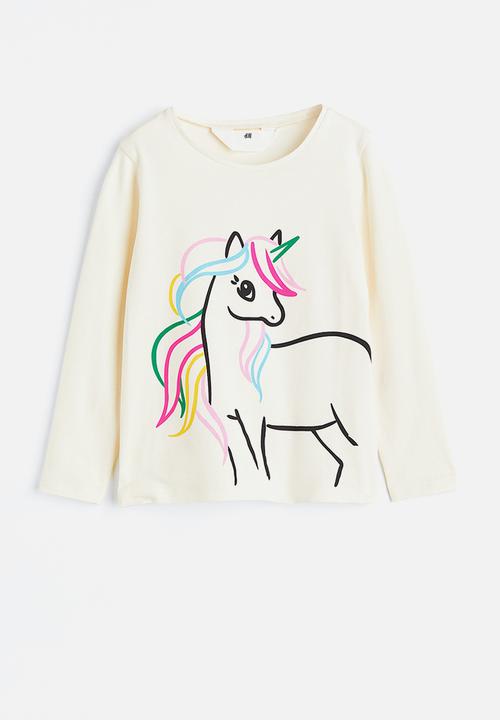 H&M - Printed jersey top - natural white/unicorn