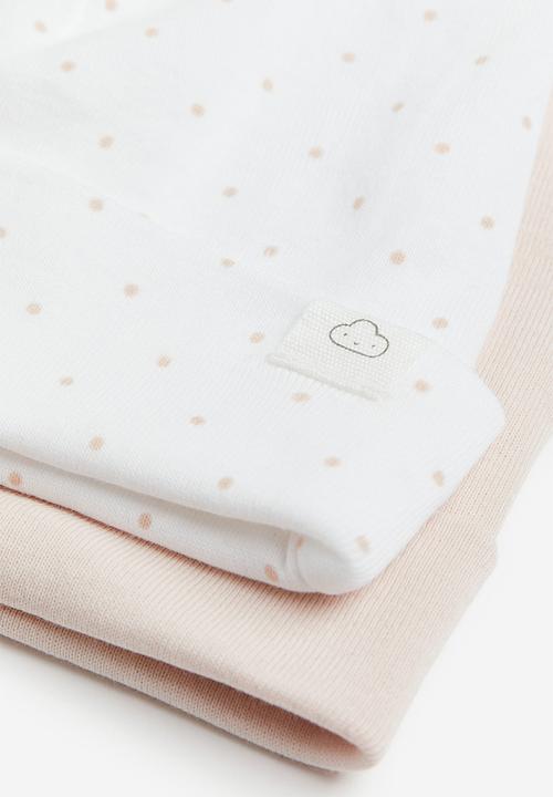 H&M - 2-pack cotton hats - light pink/spotted
