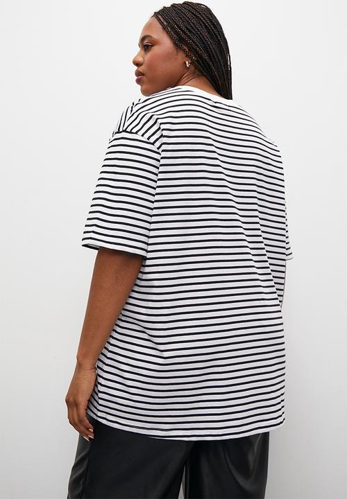 Superbalist - Oversized stripe tee - black/white