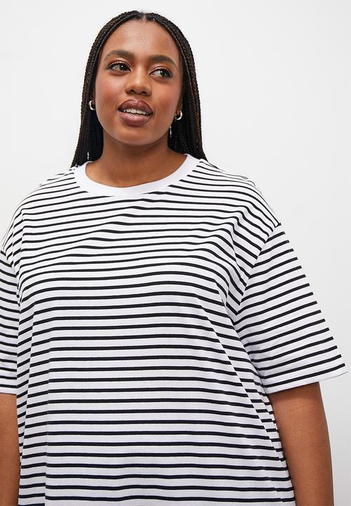 Superbalist - Oversized stripe tee - black/white