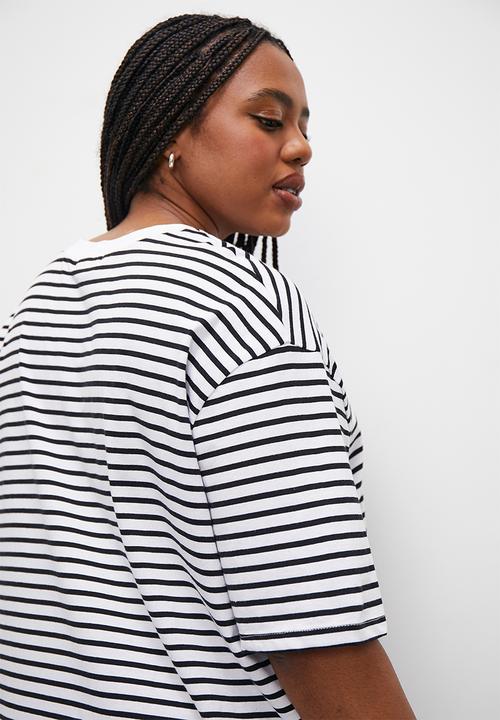 Superbalist - Oversized stripe tee - black/white