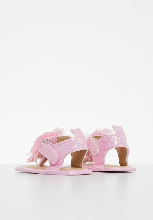 Pop Candy - T-strap sandals with ruffle detail - pink 