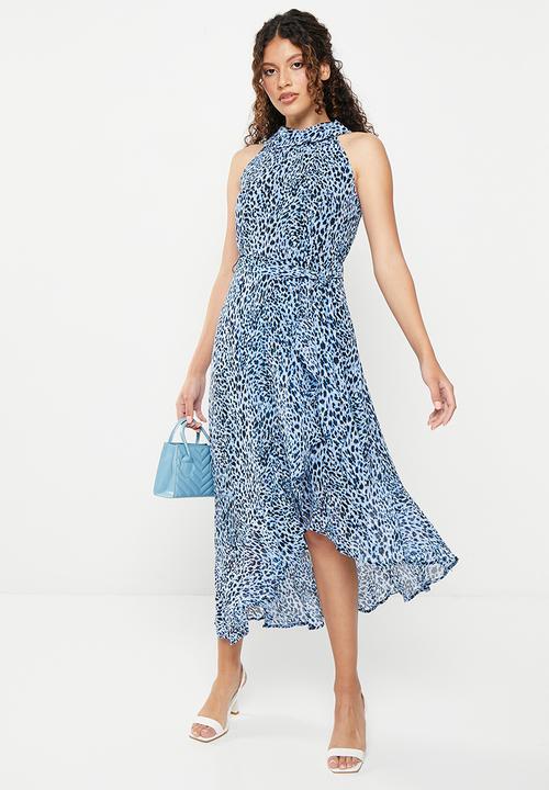 Stella Morgan - Animal printed slanted midi dress - blue
