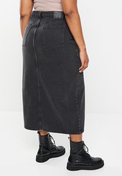 Cotton On - Plus bailey denim maxi skirt - graphite black