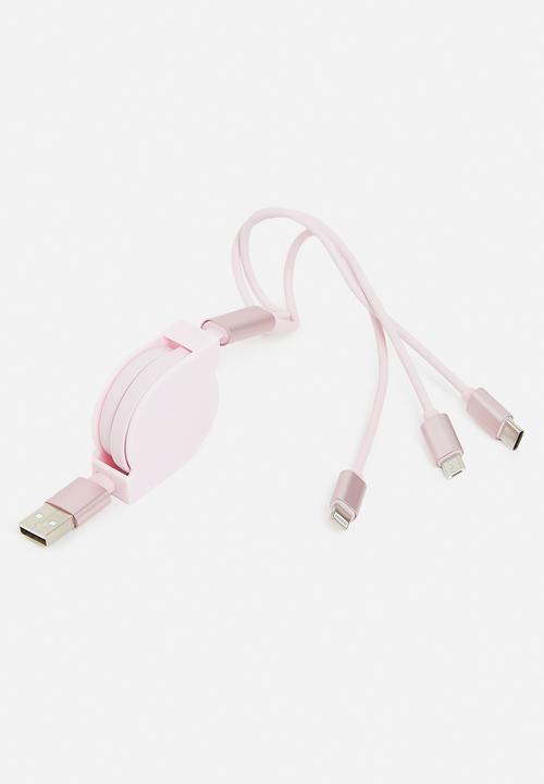 H&S - Usb charging cable 3in1 - pink