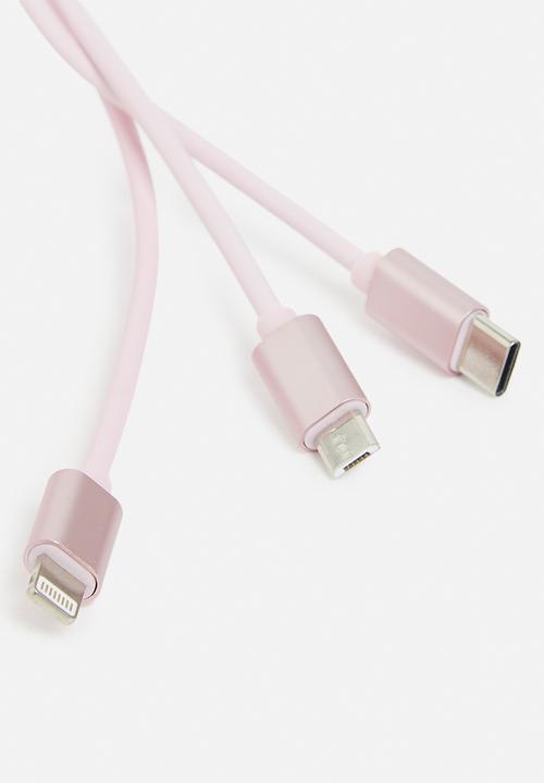 H&S - Usb charging cable 3in1 - pink