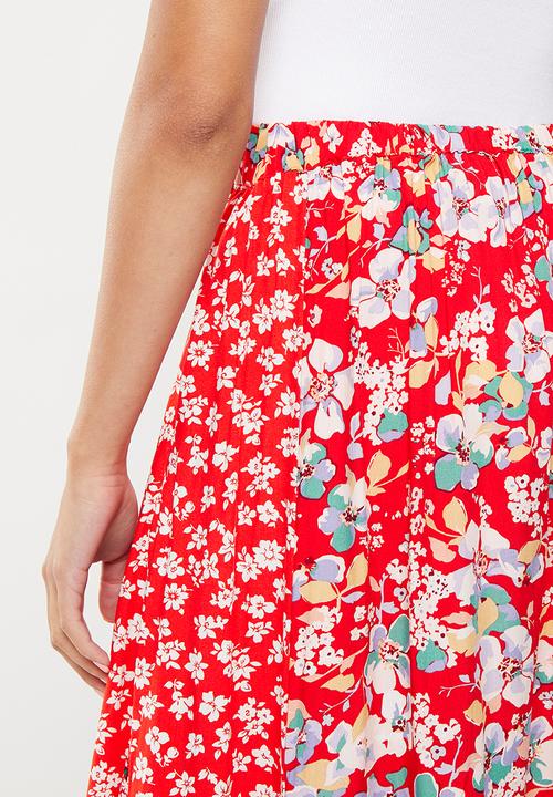 Stella Morgan - Floral printed insets skirt - multi red