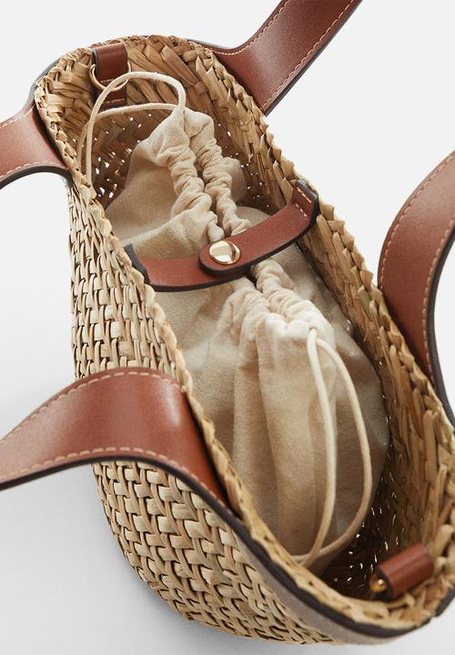 MANGO - Bag loop - leather-brown