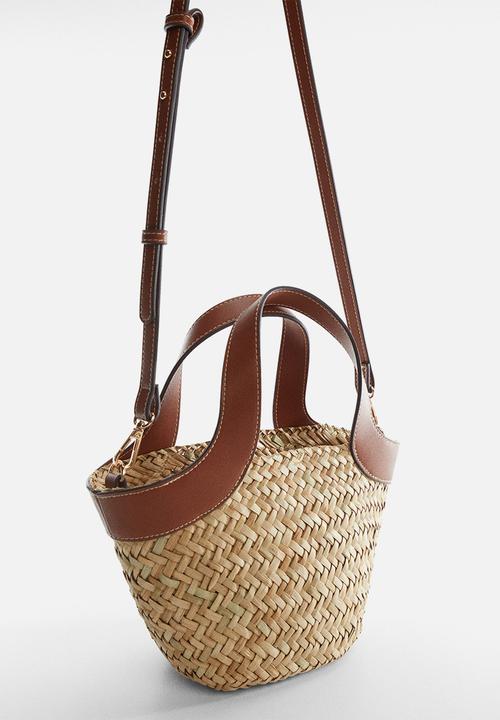 MANGO - Bag loop - leather-brown
