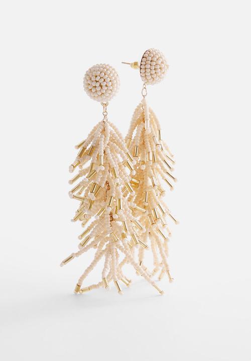 MANGO - Earrings penny - ecru