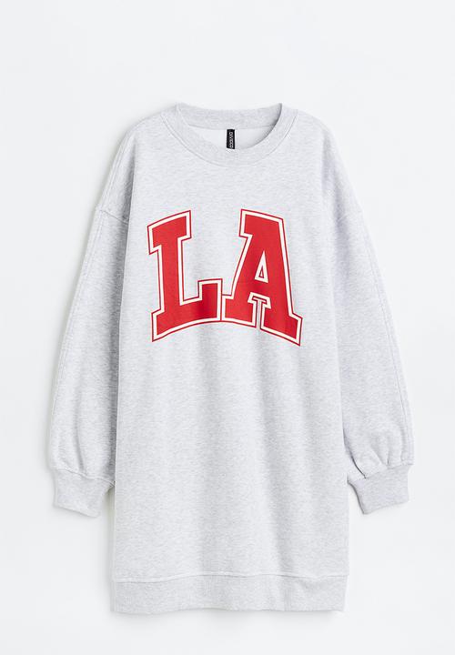 H&M - Oversized printed sweatshirt dress - light grey marl/la