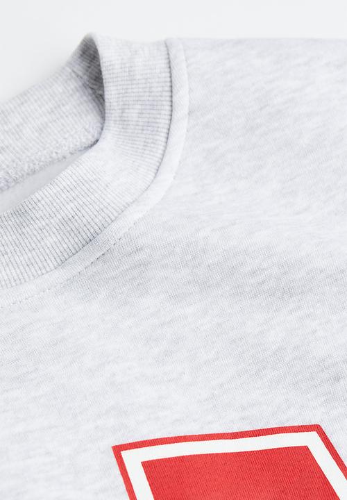 H&M - Oversized printed sweatshirt dress - light grey marl/la
