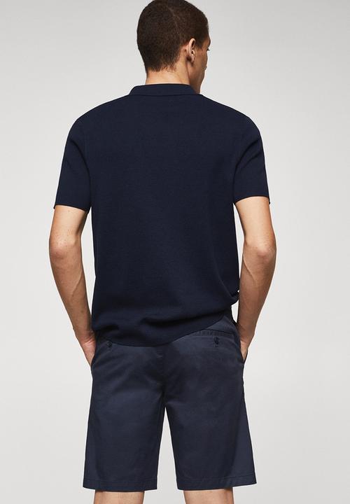 MANGO - Polo shirt lino - navy