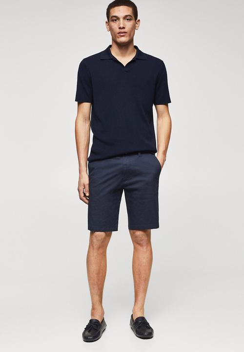 MANGO - Polo shirt lino - navy