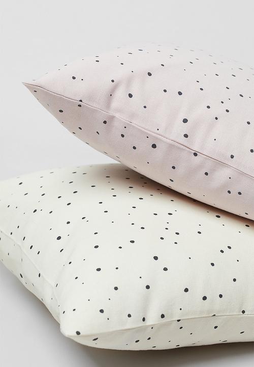 H&M - Spotted cotton cushion cover - white/spotted
