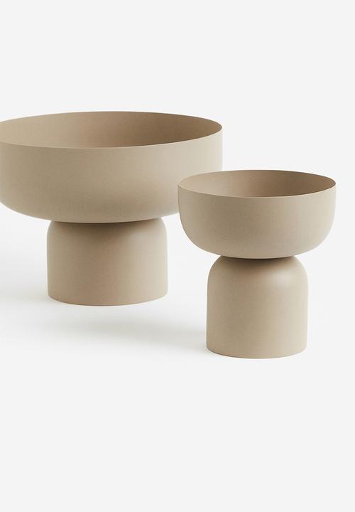 H&M - Large metal pedestal bowl - beige