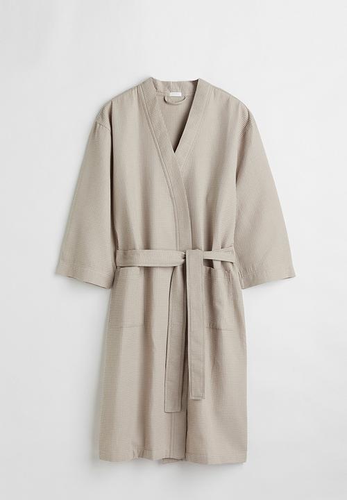 H&M - Waffled dressing gown - light beige