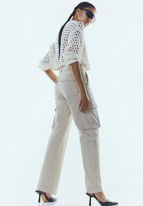 H&M - Straight cargo trousers - light beige