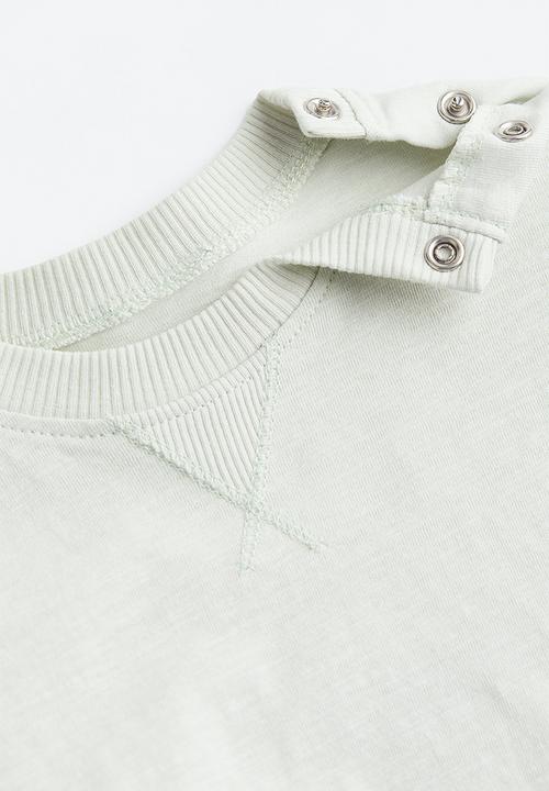H&M - Cotton jersey top - light turquoise