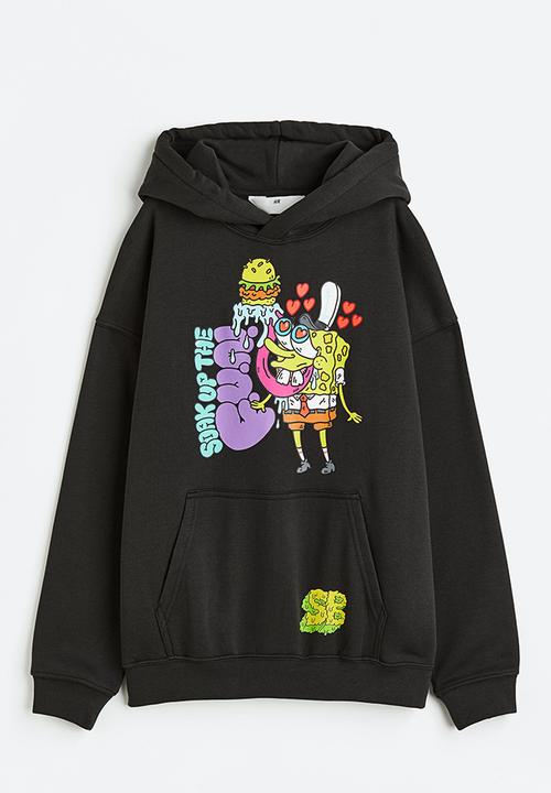 H&M - Oversized printed hoodie - black/spongebob squarepants 