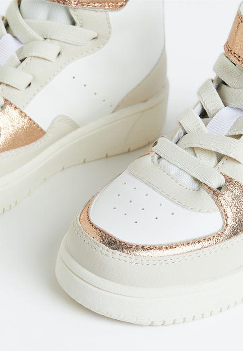 H&M - Hi-top trainers - light beige/white 