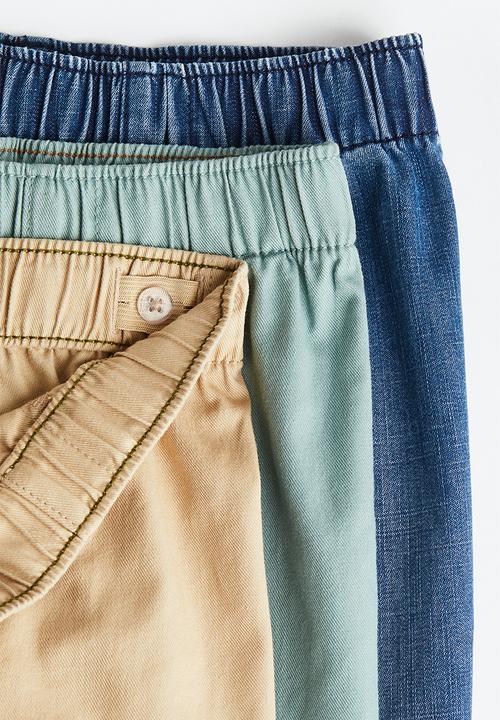 H&M - 3-pack twill joggers - denim blue/light turquoise