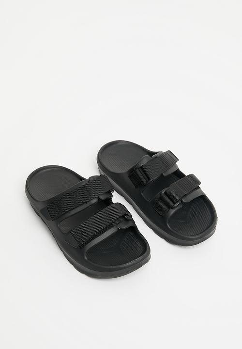 Pop Candy - Twin strap slides - black