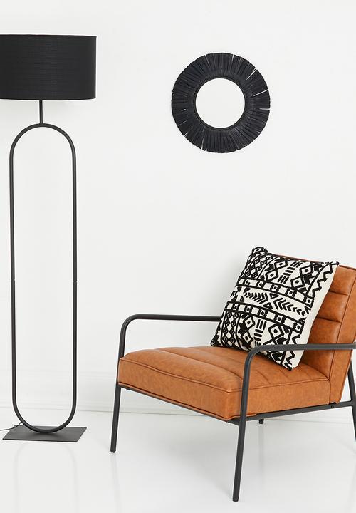 H&S - Raffia round mirror - black