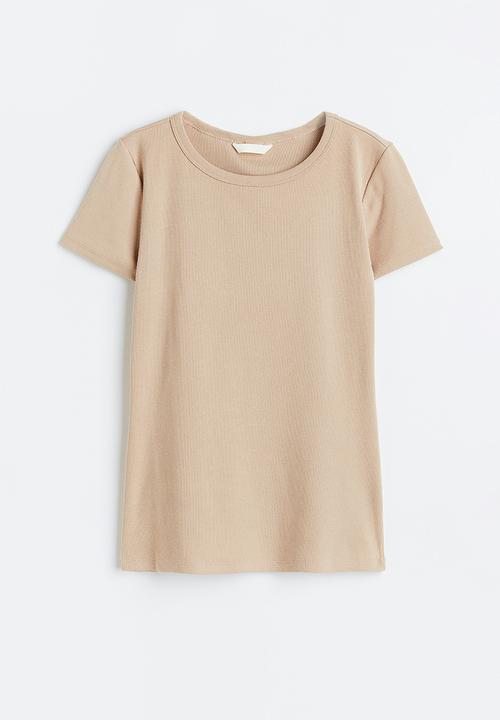 H&M - Ribbed top - light beige