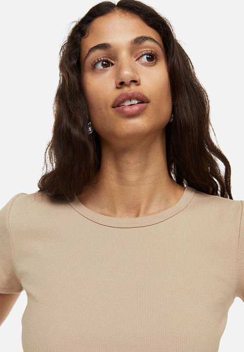 H&M - Ribbed top - light beige
