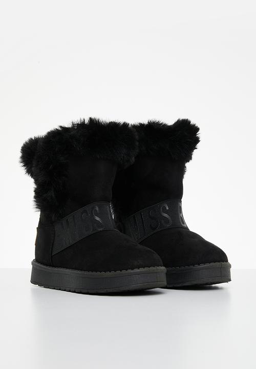 Little Miss Black - Rae girls snug boots - black