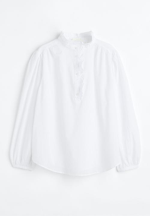H&M - Frill-trimmed blouse - white