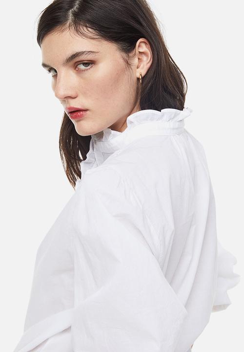 H&M - Frill-trimmed blouse - white