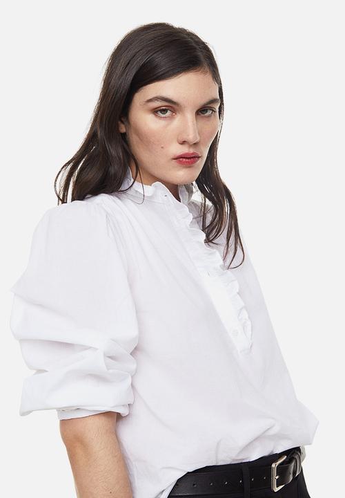 H&M - Frill-trimmed blouse - white